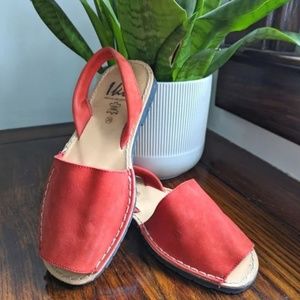 Red Vegan Suede Avarcas Sandals